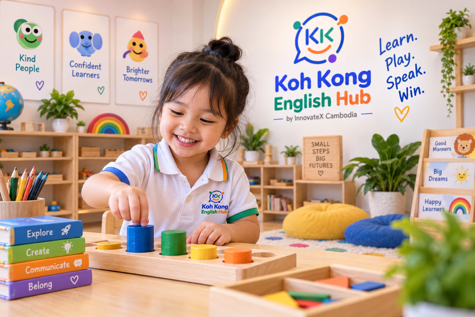 Warm and organized Montessori-inspired preschool learning environment